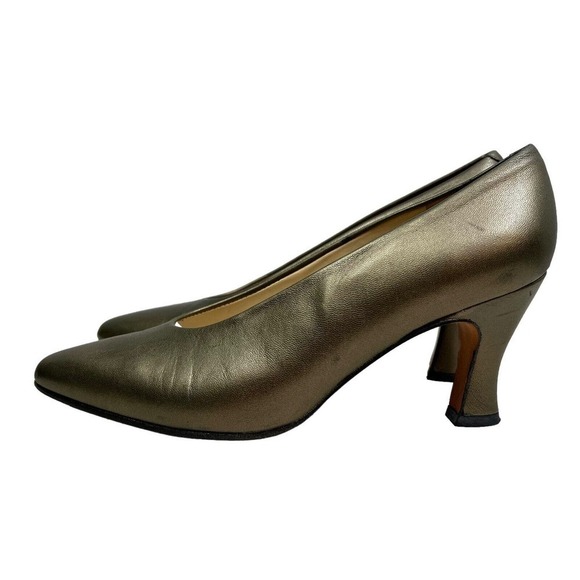 Evan Picone Pump Heel Metallic Bronze‎ Block Heel Cushioned Insole Women Size 7M - Picture 3 of 8